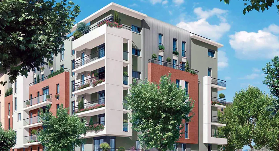 Immeuble résidentiel contemporain entouré de verdure